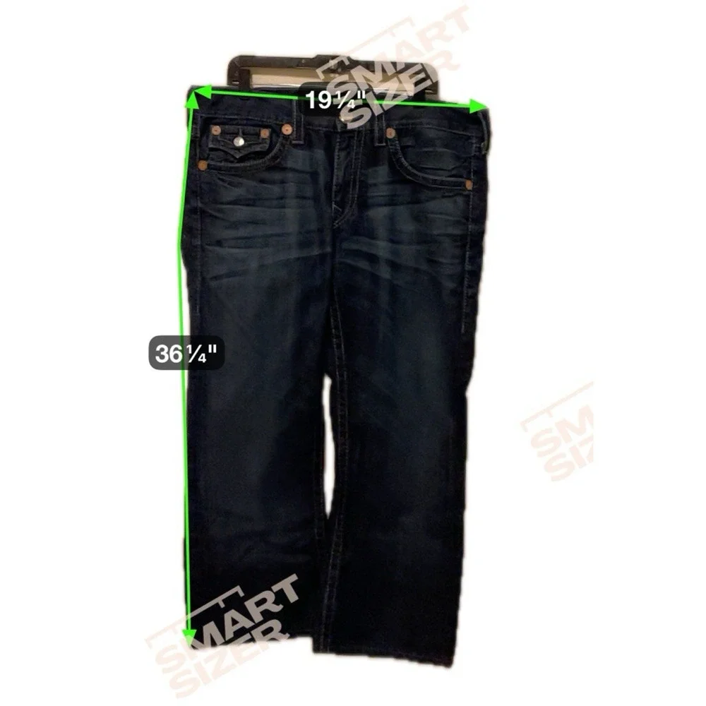 True Religion Ricky Jeans Mens‎ Seat 34 Big T Thick Stitch Blue
